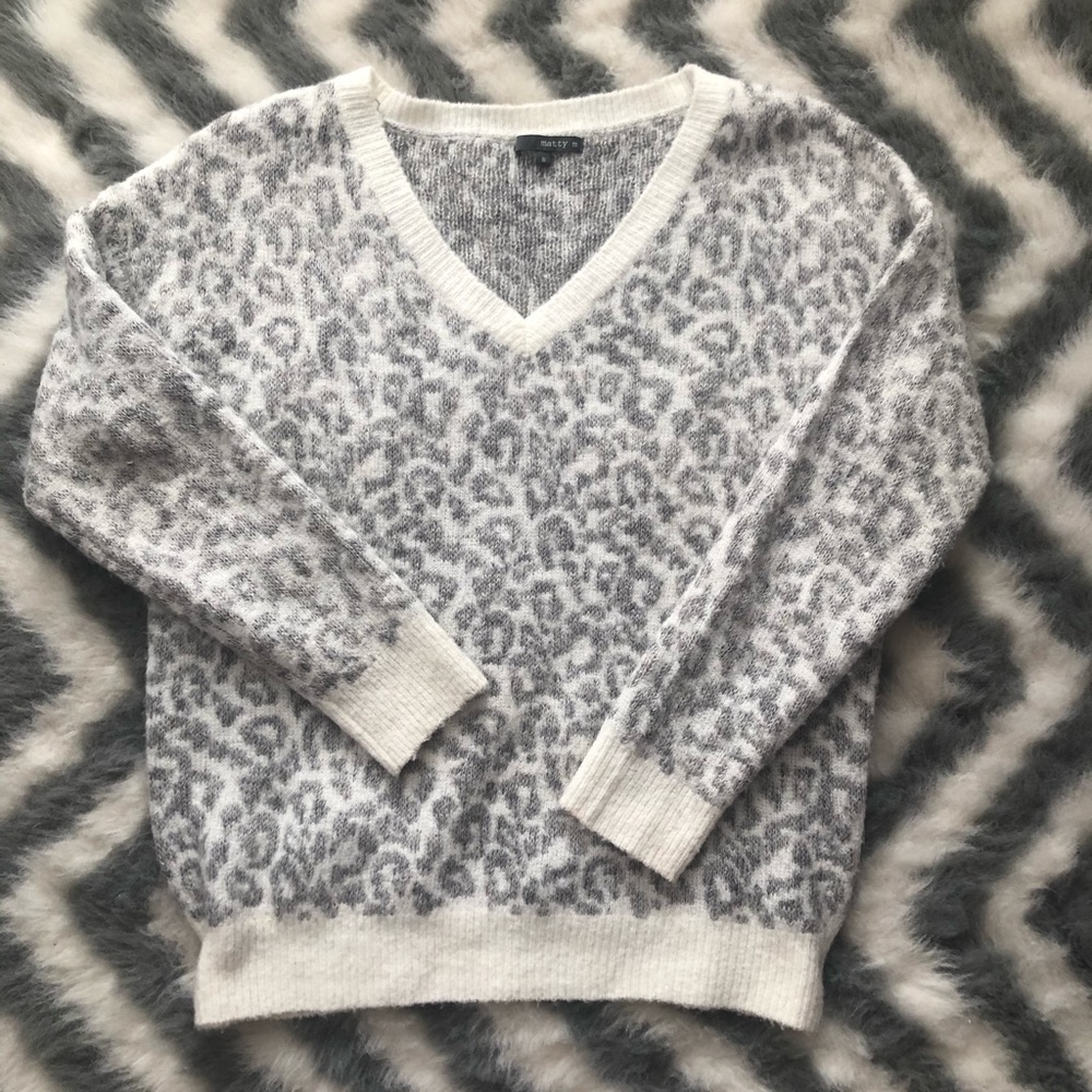 Grey/off-white leopard Maddy M sweater